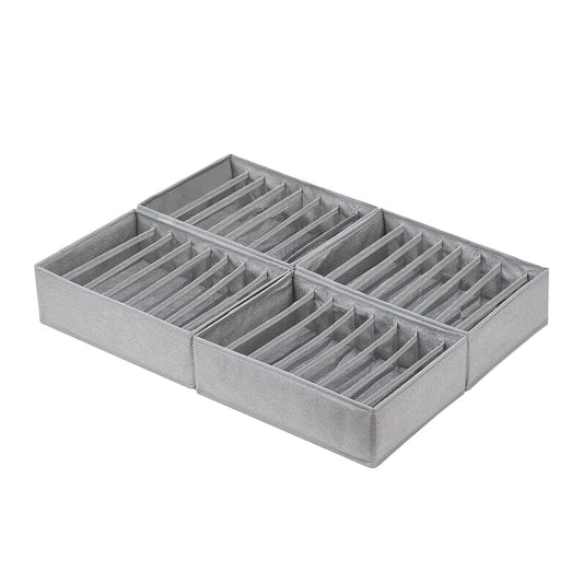 4 Pack Drawer Organizers for Clothing, 8 Grids Foldable Closet Organizers and Storage Bins for Bedroom, Dresser Organizer Boxes for Thin T-shirts, Tank Tops, Camisoles, Tights, Leggings