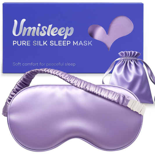 Sleep Mask for 100% Mulberry Silk for Women Men, S... (Purple | Silk)