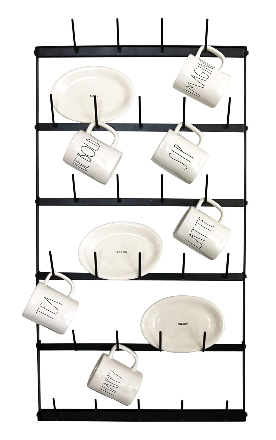 Wall Mounted Coffee Mug Rack - Large Rustic Black... (Black | Metal)