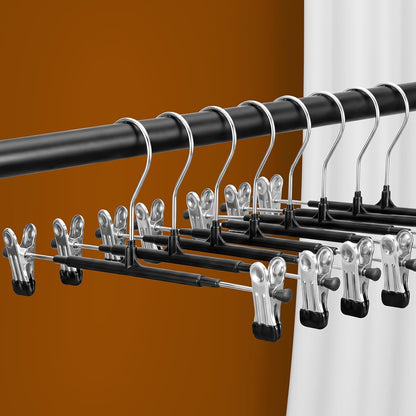 Pants Hangers with Clips, 20 Pack 11.6 inch Heavy Duty Metal Hangers, Adjustable Skirt Hangers for Women, Space Saving Non-Slip for Pants,Socks,Jeans and Skirts