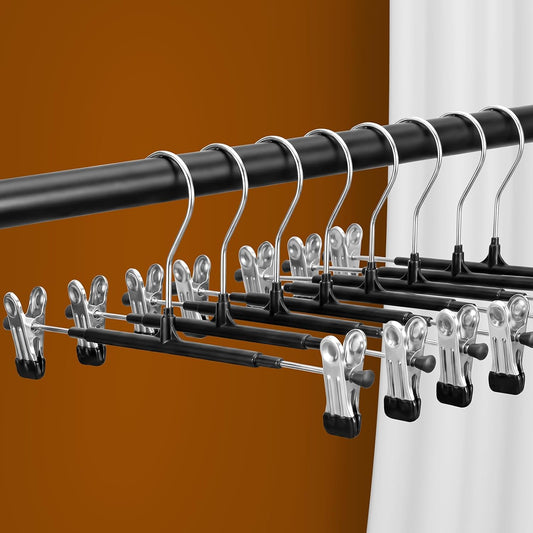 Pants Hangers with Clips, 20 Pack 11.6 inch Heavy Duty Metal Hangers, Adjustable Skirt Hangers for Women, Space Saving Non-Slip for Pants,Socks,Jeans and Skirts