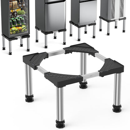 Mini Fridge Stand Adjustable Height 13"-14.2" for 22"-27.6" Appliance Black | Refrigerator Washing Machine Base with 4 Strong Feet Anti-Vibration Washer Dryer Stand Universal Laundry Pedestal Load 440LB