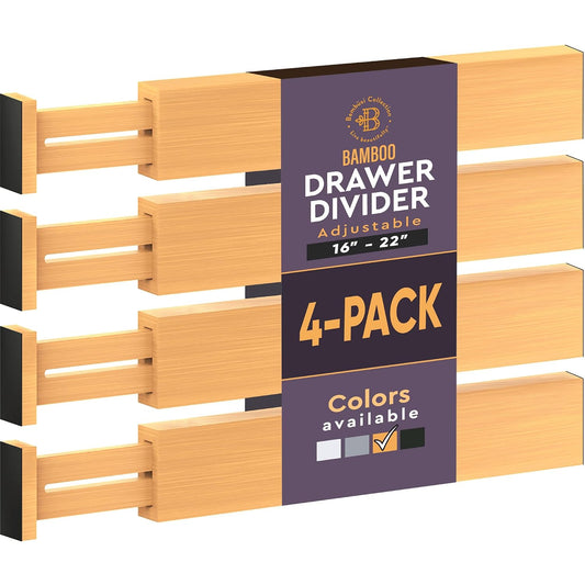 4-Pack Drawer Dividers 2.6-Inch High Dresser Drawe... (4 Count | Bamboo | Bamboo)