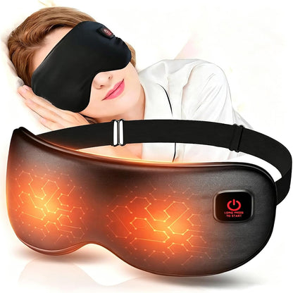 Silk Cordless Heated Eye Mask for Dry Eyes, Light Blocking Warm Eye Compress, Improved Sleep, with 3 Heat Settings, Washable Heating Pad for Migraine, Travel, Rechargeable, Men Women