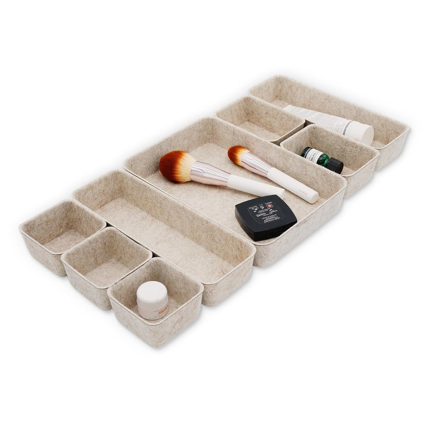 8pc Nordic Minimalist Desk Organizer Tray Beige Oatmeal Storage | Sustainable material soft yet sturdy,multi-purpose storage, sleek minimalist lifestyle