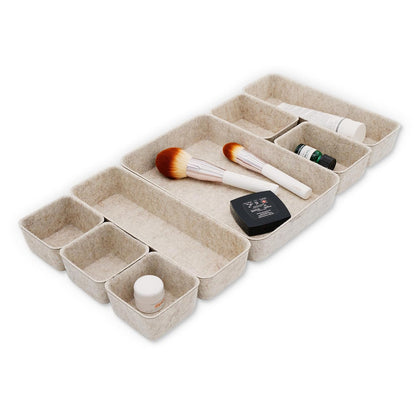 8pc Nordic Minimalist Desk Organizer Tray Beige Oatmeal Storage | Sustainable material soft yet sturdy,multi-purpose storage, sleek minimalist lifestyle