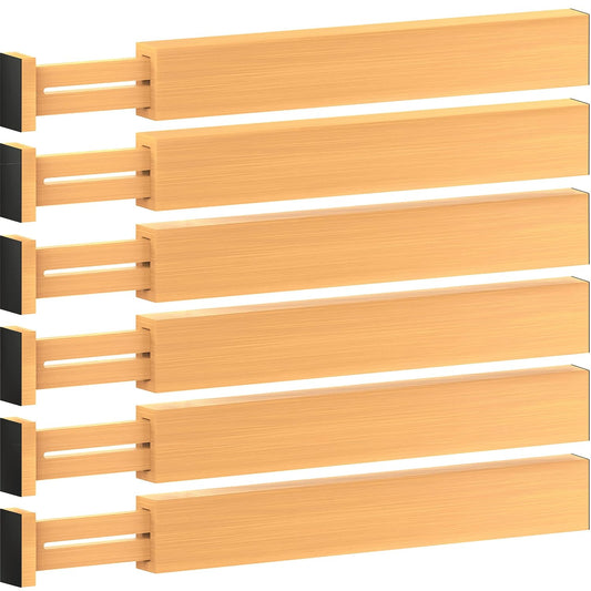 6-Pack Drawer Dividers 2.6-Inch High Dresser Drawe... (6 Count | Bamboo | Bamboo Wood)