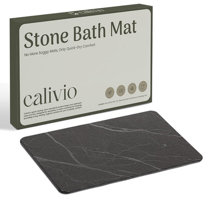 Quick Dry Shower Stone Bath Mat, Super Absorbent & Non-Slip 24 x 16 Inch Diatomaceous Earth Mat, Durable & Easy to Clean Diatomite Bath Mat for Bathroom Floor/Kitchen (Charcoal)