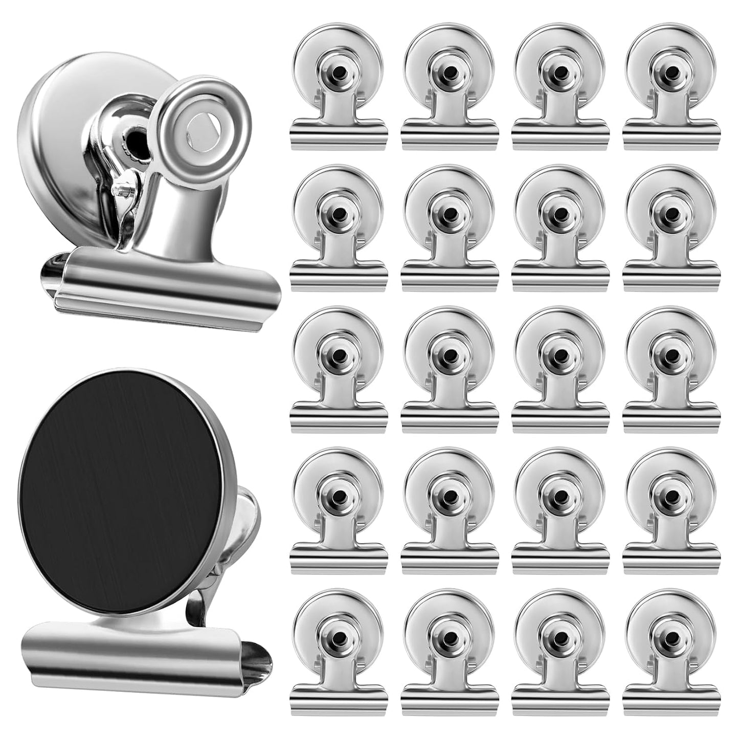 20 Pack Fridge Magnets Refrigerator Magnets, Strong Magnetic Clips Heavy Duty, Magnet Clips for Whiteboard, Magnets for Fridge Locker Office Accessories (Silver)