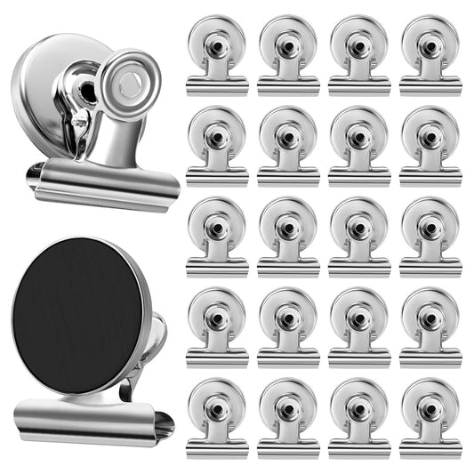 20 Pack Fridge Magnets Refrigerator Magnets, Strong Magnetic Clips Heavy Duty, Magnet Clips for Whiteboard, Magnets for Fridge Locker Office Accessories (Silver)