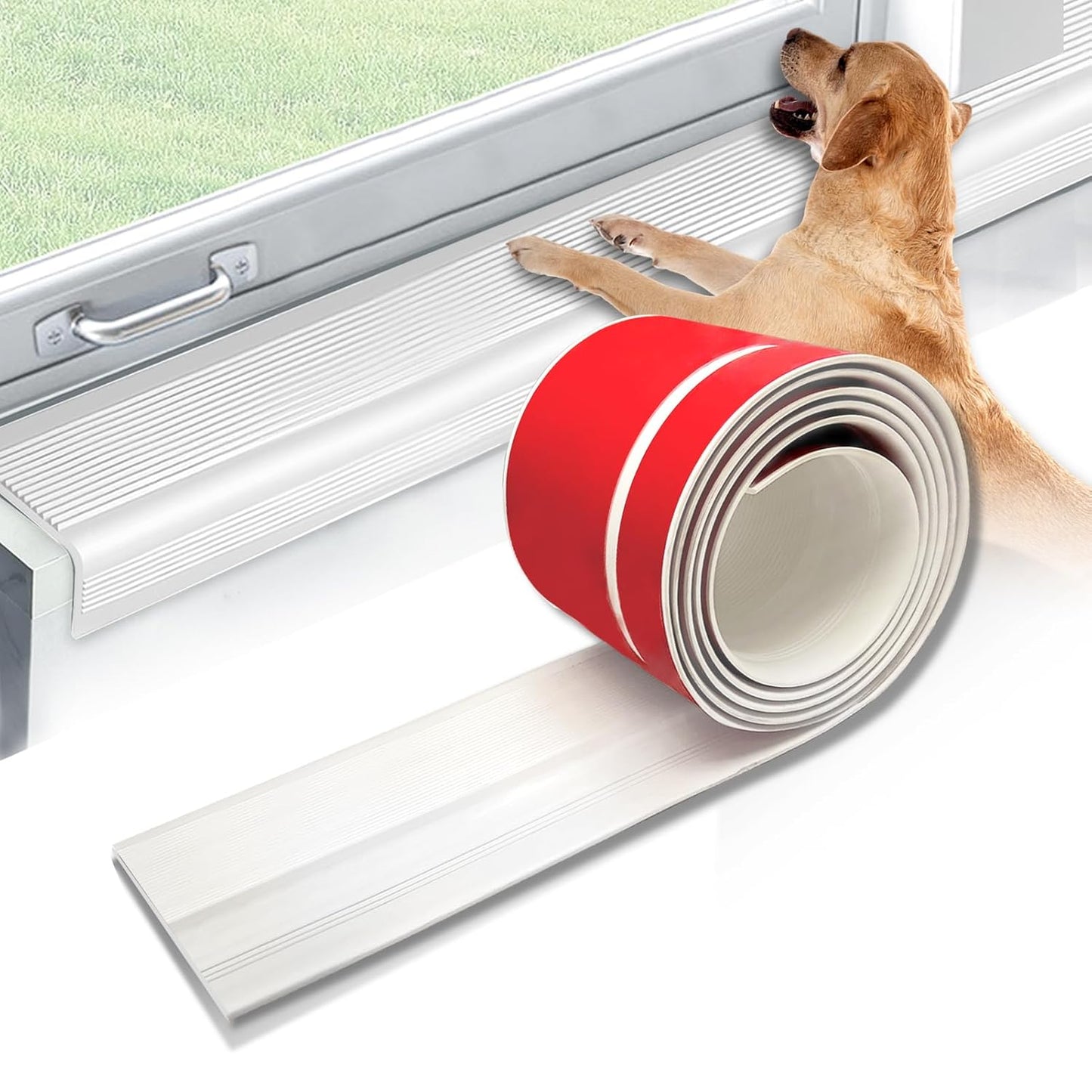 JZHLLA Dog Cat Scratching Windows Sill Protector，Rubber Anti Scracting from Dog Cats for Home Furniture Edge Protection Flexible Rubber L-Type 4x1.6inch Non Slip Cuttable(78.7" White)