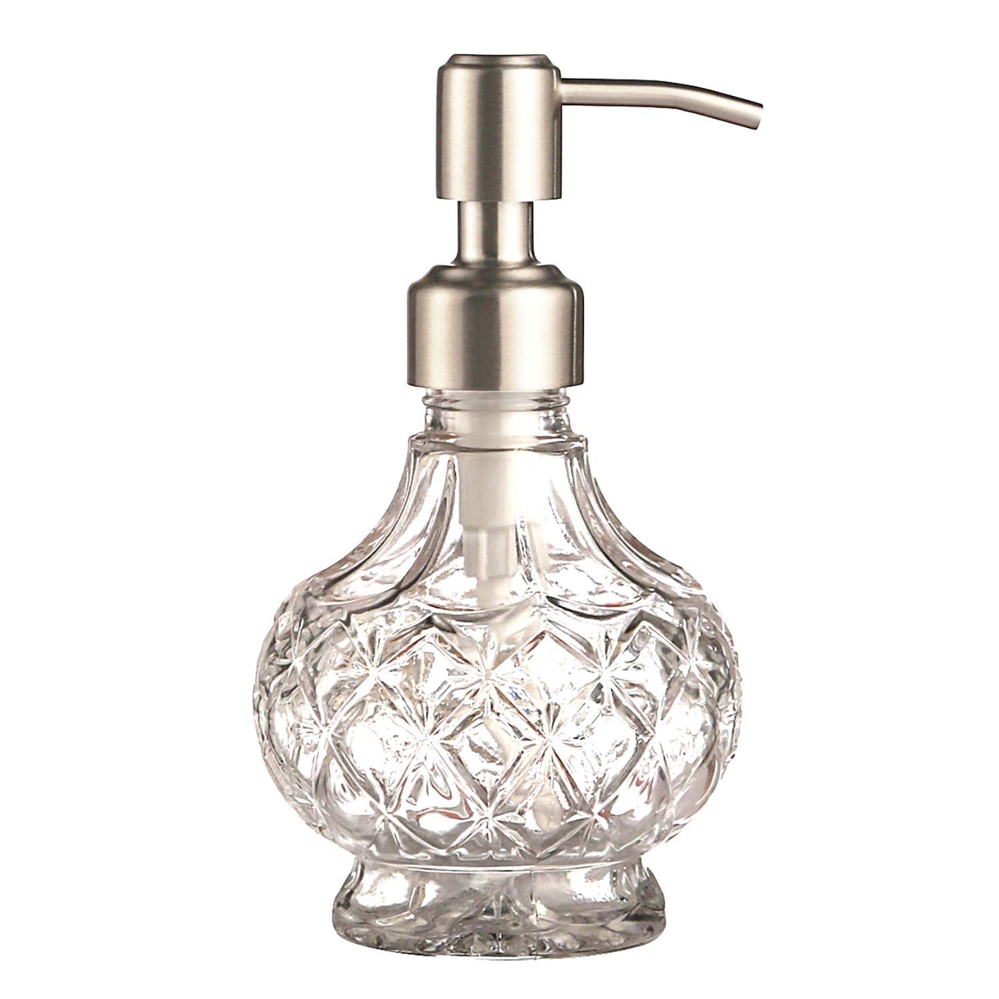 YunNasi Soap Dispenser with Pump, Clear Crystal Design, Refillable | Vintage and Elegant,Liquid Hand Soap Dish Soap Dispensers for Bathroom Counter, Kitchen Sink, Style 1