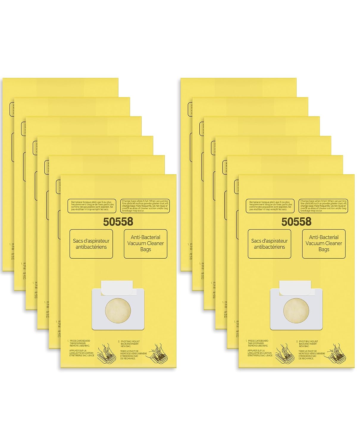 Vacuum Bags Replacement for Kenmore Canister Type C/Q Vacuum | Compatible with Kenmore Canister Type C/Q 5055, 50555, 50557, 50558 and Panasonic Type C-5, C-18 Vacuums, 12 Pack