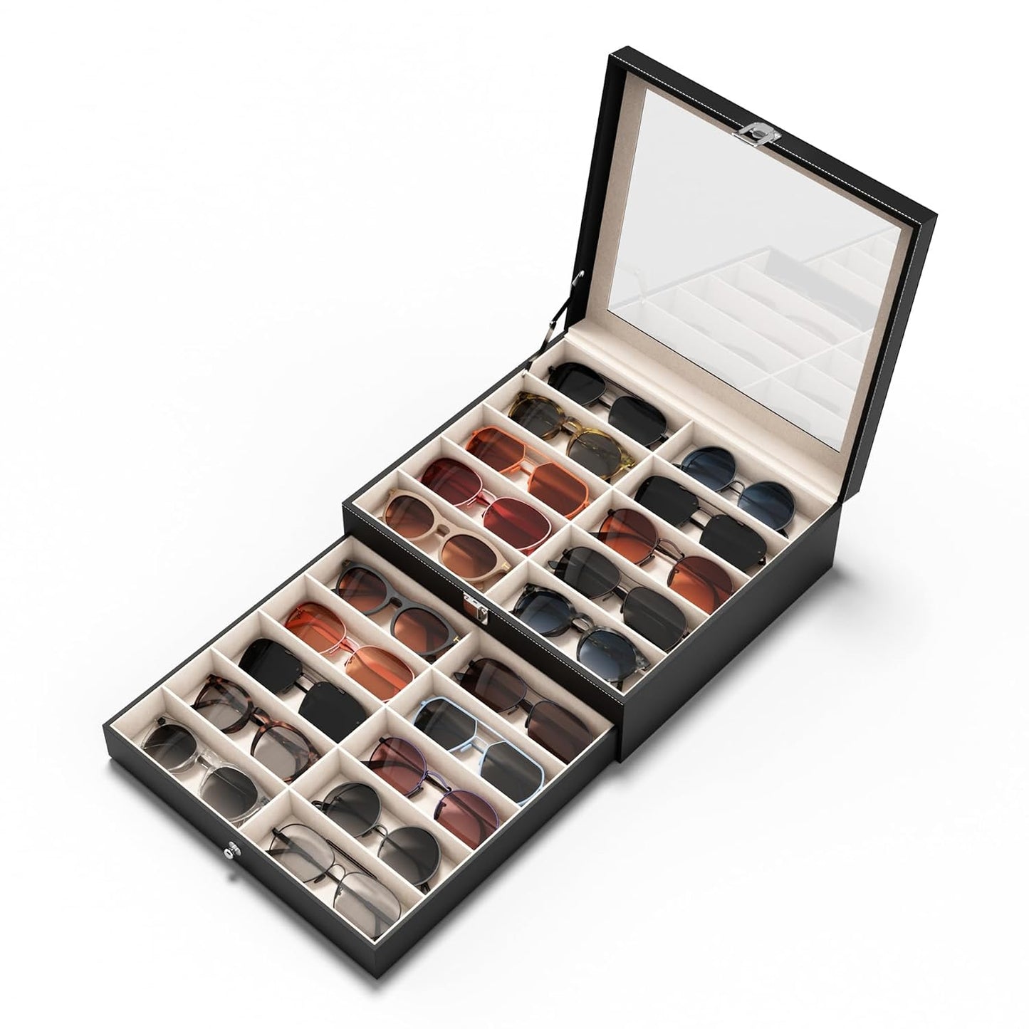 20 Slots Sunglass Organizer for Women Men Sunglasses Storage Box for Multiple Pairs of Eyeglass Holder Display Case