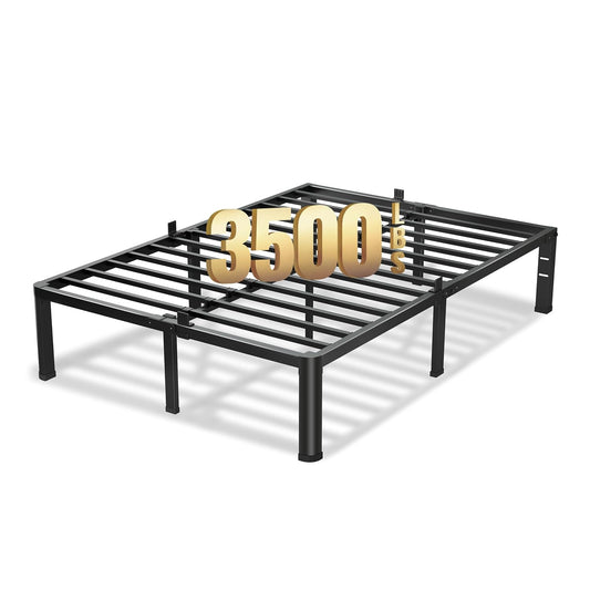 18 Inch Queen Bed Frame with Round Corners No Box... (Black | Metal)