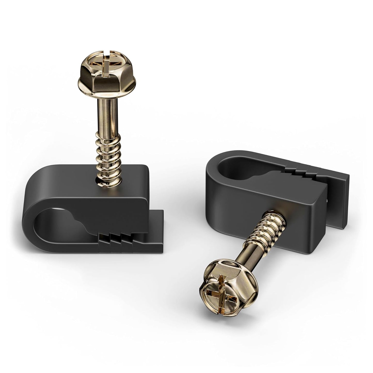 THE CIMPLE CO Single Cable Clips with Screws - 1/4 Inch Coaxial Cable Clamps Outdoor - Exterior Cord Management for Coax, CAT Ethernet, Electrical Wire - Screw Clamps for Wires - 100 PCS, Black