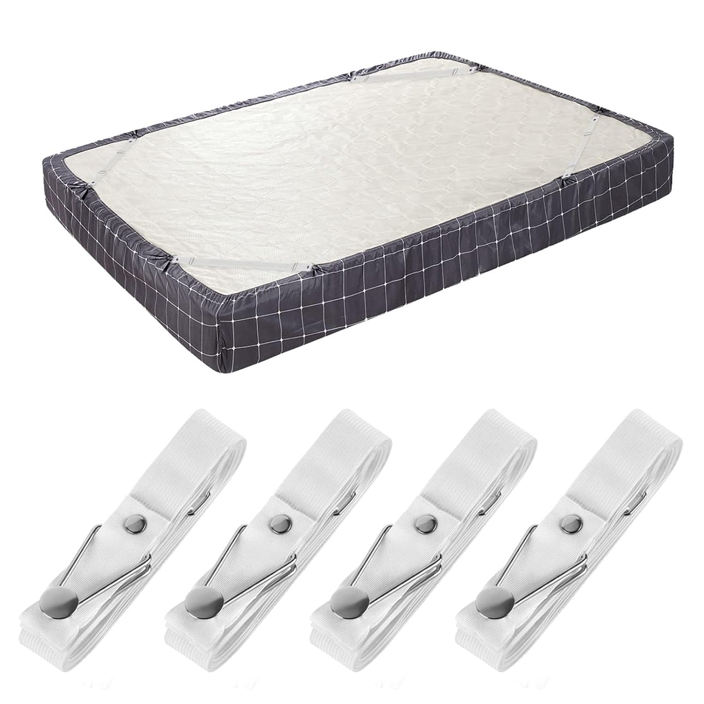 Bed Sheet Holder Straps- Adjustable Fitted Sheet Clips Bed Sheet Fastener Suspenders Elastic Gripper Holder Used for Bed Sheets,Mattress Covers, Sofa Cushion(Set of 4)
