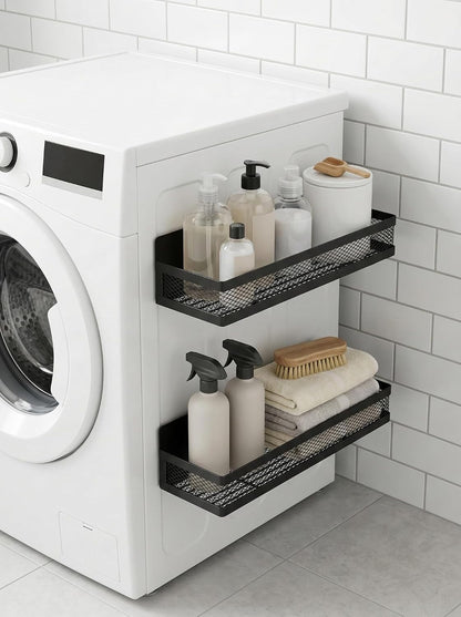 Deloban 2 Pack Magnetic Laundry Organizer [Space Saving Storage] | Washer Dryer Side Shelf , Strong Magnet Rack for Washing Machine, Refrigerator, Kitchen Pantry