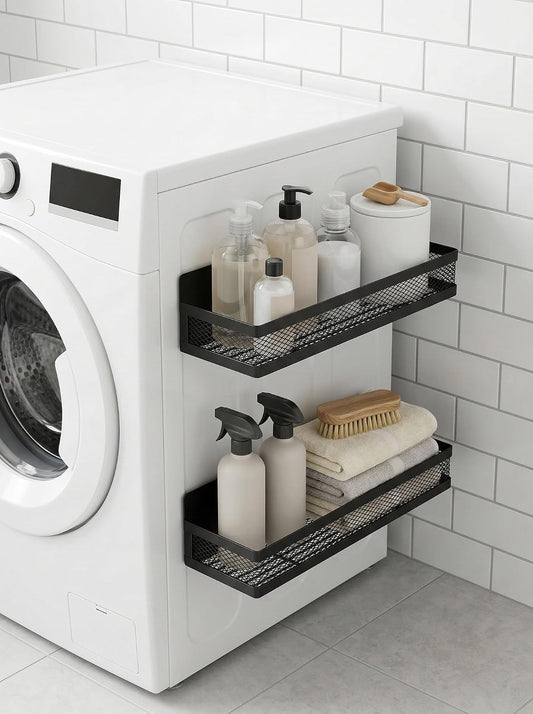 2 Pack Magnetic Laundry Organizer [Space Saving St... (2 Count | Black | Carbon Steel)