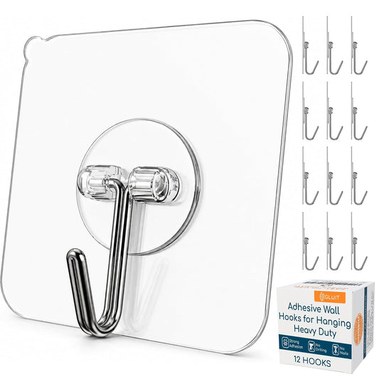 Adhesive Wall Hooks for Hanging Heavy Duty 22 lbs... (Transparent)