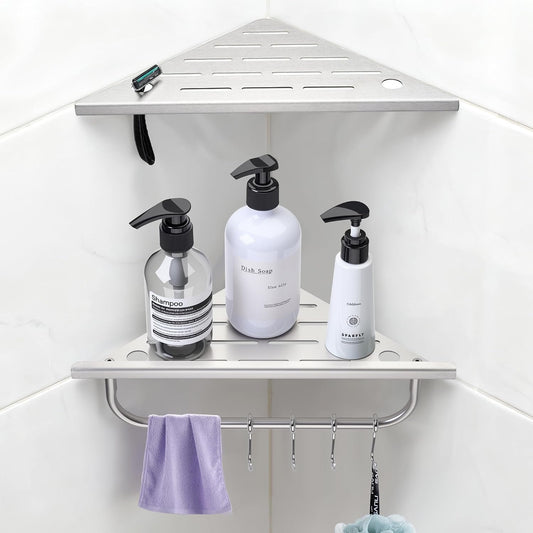 Shower Corner Shelf, 10'' Corner Shower Shelf with... (Brushed Nickel | Stainless Steel)