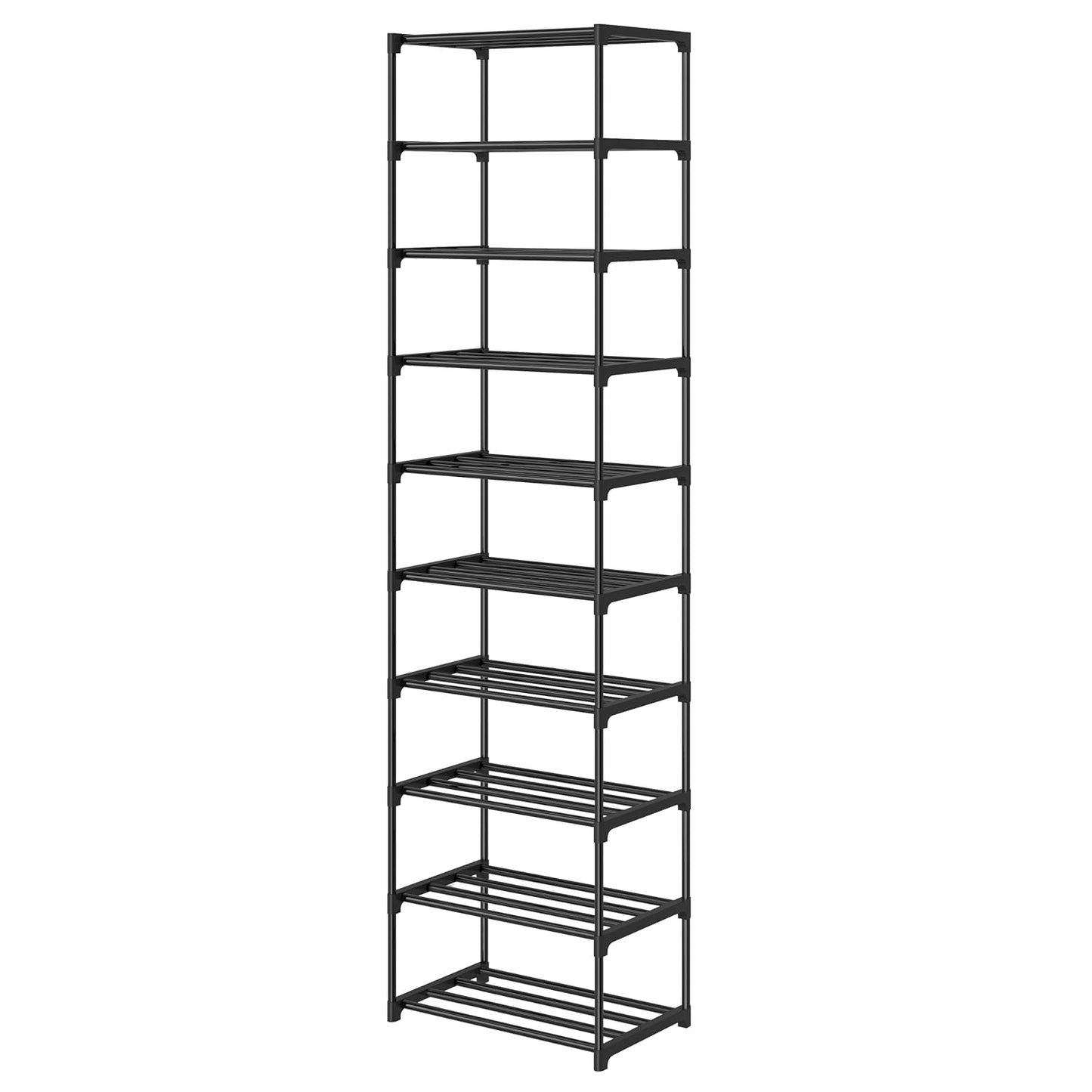Autonomier 10 Tier Tall Shoe Rack (16.3" Wide), Narrow Lightweight Shelf | Compact Vertical Shoe Stand, Small Space Saving for Closet Floor, Dorm Storage Organizer, Front Door Entrance, Entryway