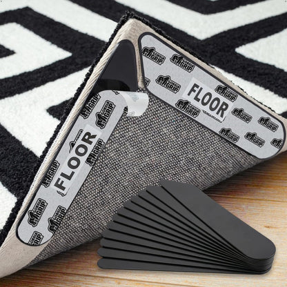GORILLA GRIP® Rug Gripper Pads, 12 pc Reusable Double-Sided Stickers Keep Area Rugs Corners Flat, Grips Hardwood, Tile and Laminate Floors, Renter Friendly, Holds Down Carpet in Place, Home Décor