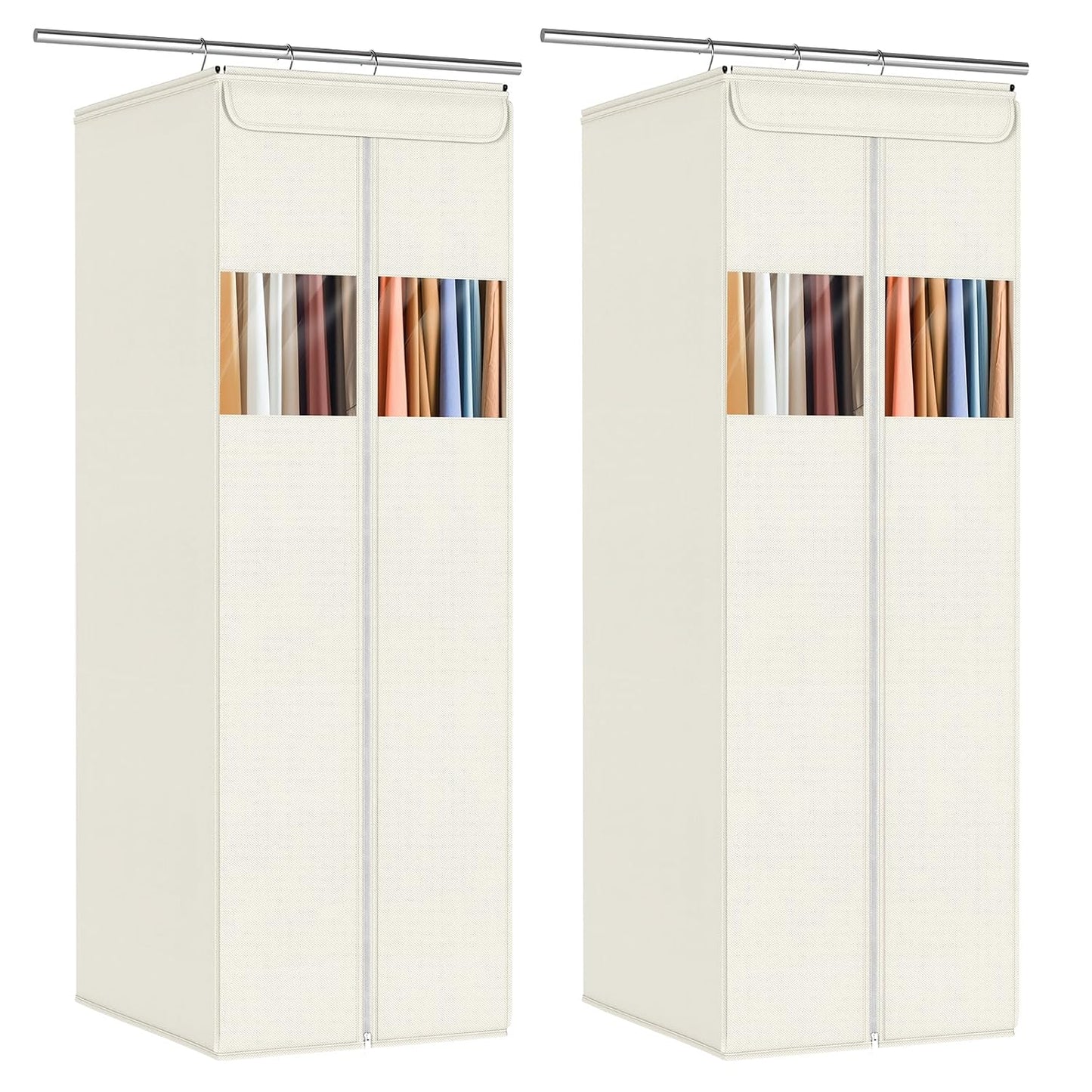 Zilink Clear Garment Bags for Hanging Clothes Garment Storage Bags 54 in | Clear Window, Space Saving, Large Hanging Garment Bag for Closet Storage for Suits, Coats, Dresses, 2 Pack