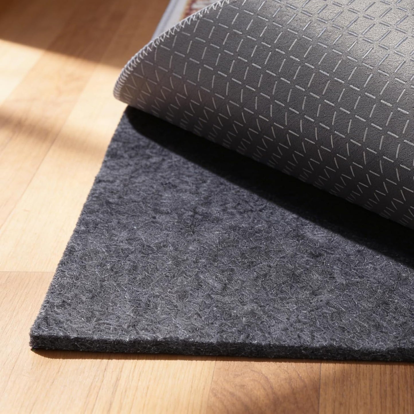 Non-Slip Rug Pad 6' x 9' – Felt & Rubber Underlay in Dark Gray, Waterproof & Grippy for Hardwood, Tile, Laminate Floors, Prevents Slipping & Bunching