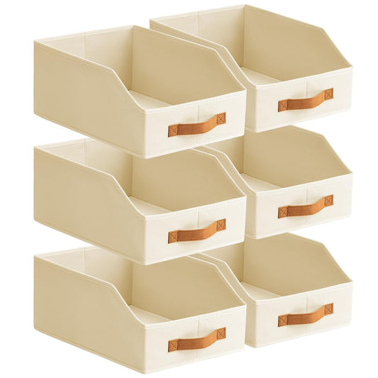 Fabric Storage Bins for Organizing - 6 Pack Large... (6 Count | Beige | Fabric)