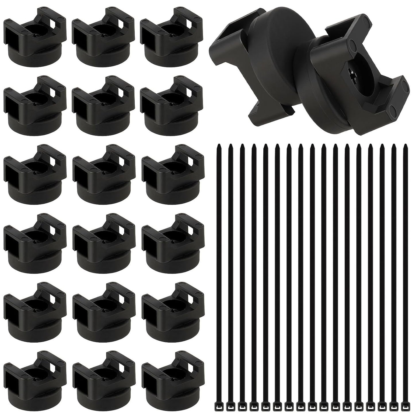 Magnetic Cable Clips Zip Tie Mount Base | 20 Pcs 20mm Magnetic Wire Cable Holders with 100 Pcs Heavy Duty Zip, Multipurpose Cable Ties Management Base for Wire