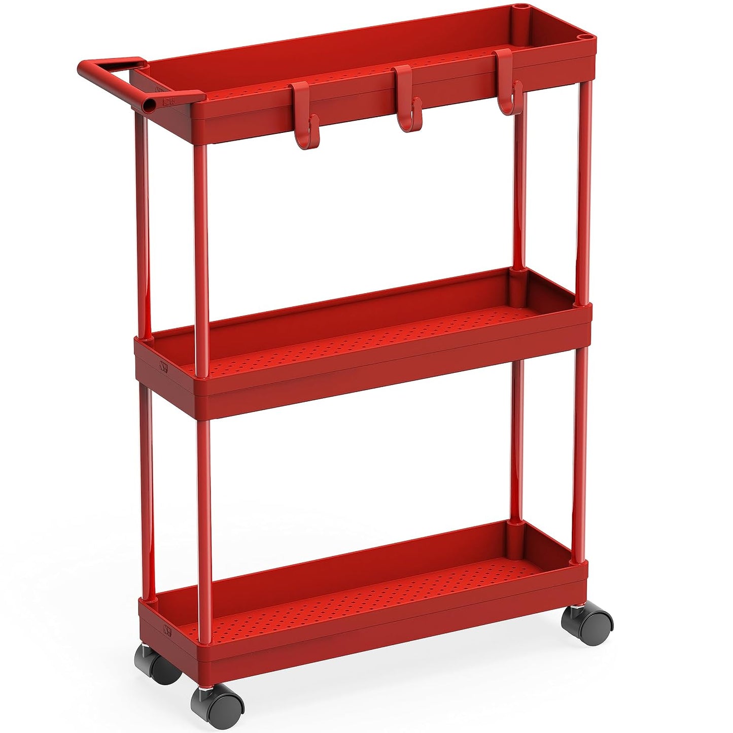Simple Houseware 3-Tier Slim Rolling Cart w/Handle 5.5" Wx27.5 H, White | Storage Cart for Narrow Space (5.5-Inch Wide) Kitchen, Bathroom, Laundry Room
