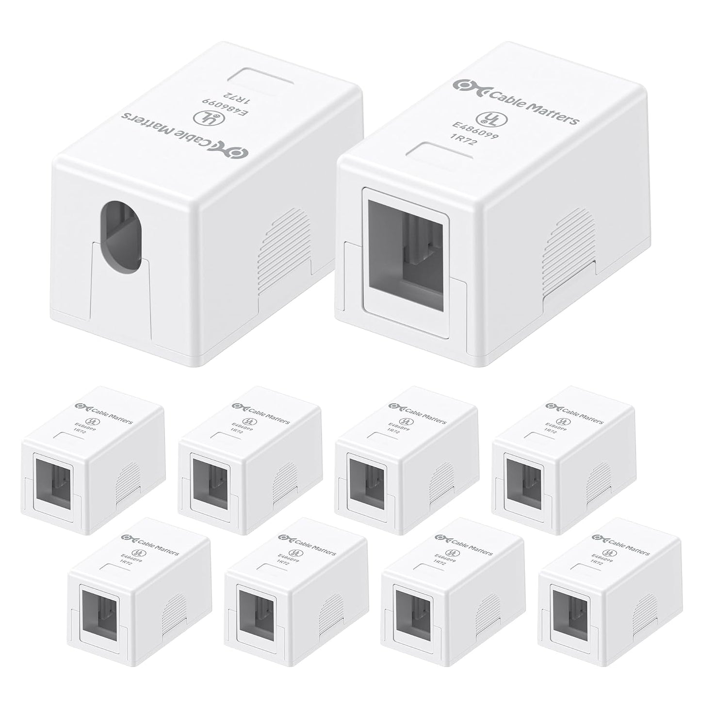 [UL Listed] Cable Matters 10-Pack 1-Port Keystone Surface Mount Box, White | Keystone Jack Surface Mount Box