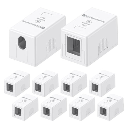[UL Listed] Cable Matters 10-Pack 1-Port Keystone Surface Mount Box, White | Keystone Jack Surface Mount Box