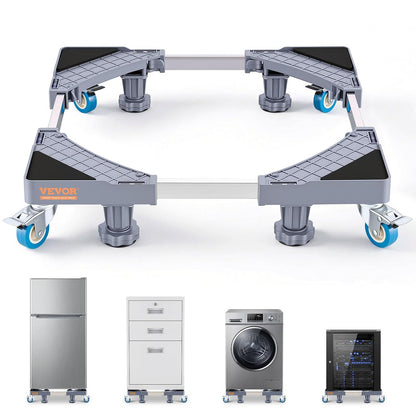 VEVOR Mini Fridge Stand, 16’’-25'' Adjustable Dolly Washing Machine Stand Base with 4 Strong Feet, 4 Locking Swivel Wheels, Furniture Mover Mobile Base for Washing Machine, Washer and Dryer