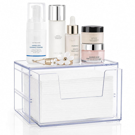 Disposable Face Towel Box with Drawer & U‑Shaped O... (Clear)