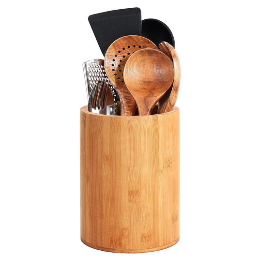 Bamboo Utensil Holder, Large Utensil Holders for K... (Brown | Bamboo, Wood)