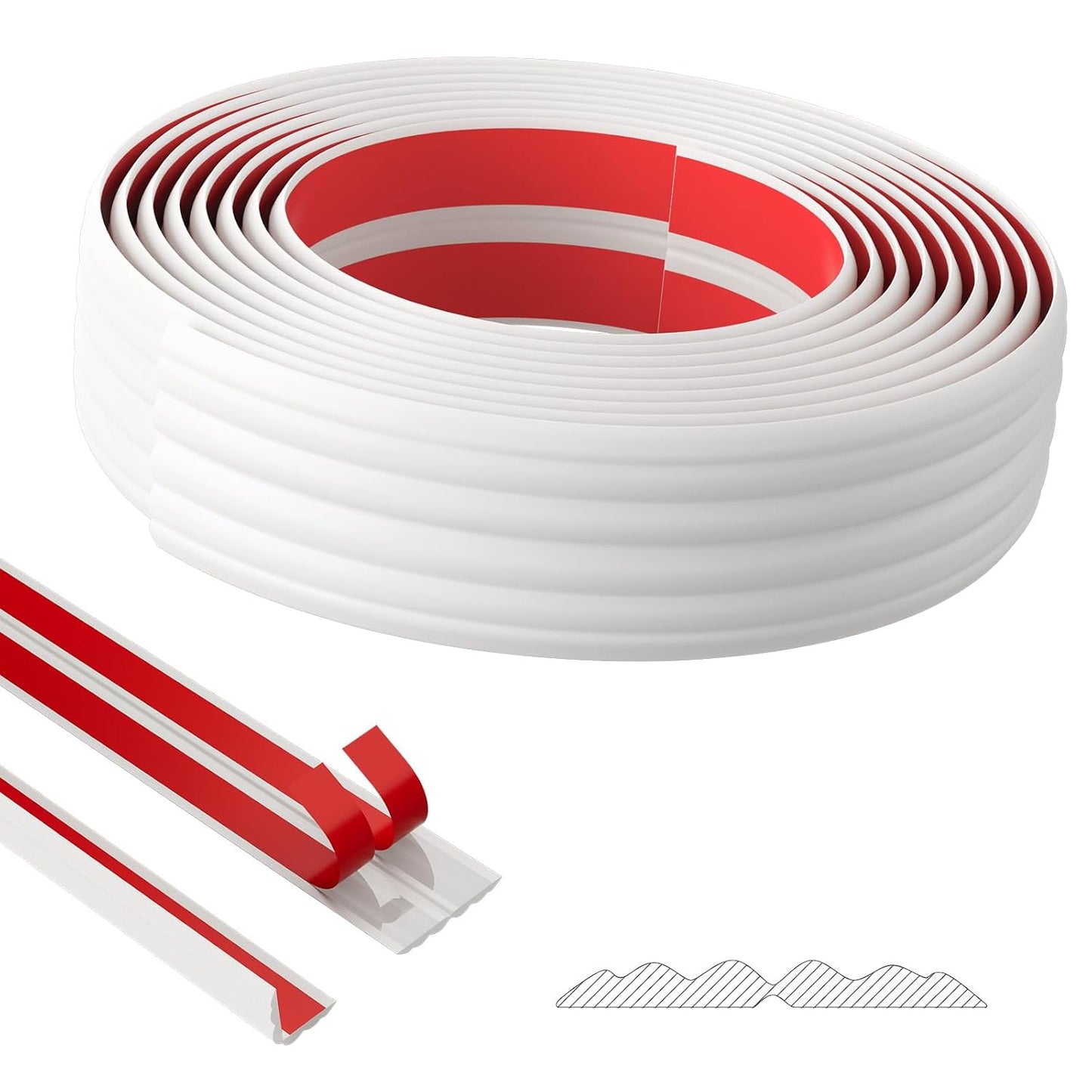 Duzzy Wall Corner Protector Trim, 20 Feet Flexible Inside & Outside Guard, Peel and Stick Molding, Self-Adhesive Strip for Wall Edge, Ceiling, Door Frames, Countertop