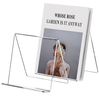 2 Pack Acrylic Book Display Holder, 6x9 inch A5 Letter Size, Clear Easel Base Stand Vinyl Record Rack for Display Album, CD, Magazine, Postcard, Picture, Plate, LP Cover, Artworks, Phone, Tablet