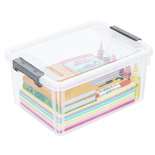 17 QT Clear Storage Bins with Lids 1 Pack Plastic... (Clear White | Polypropylene)