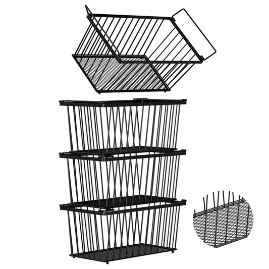Enhanced Leak-Proof Bottom, Freezer Organizer Bins for 7 Cu.Ft,4 Pack | Stackable Chest Freezer Organizer Bins, Baskets with Handles, Leak-proof Wire Storage Container Baskets for Sort Frozen Meats