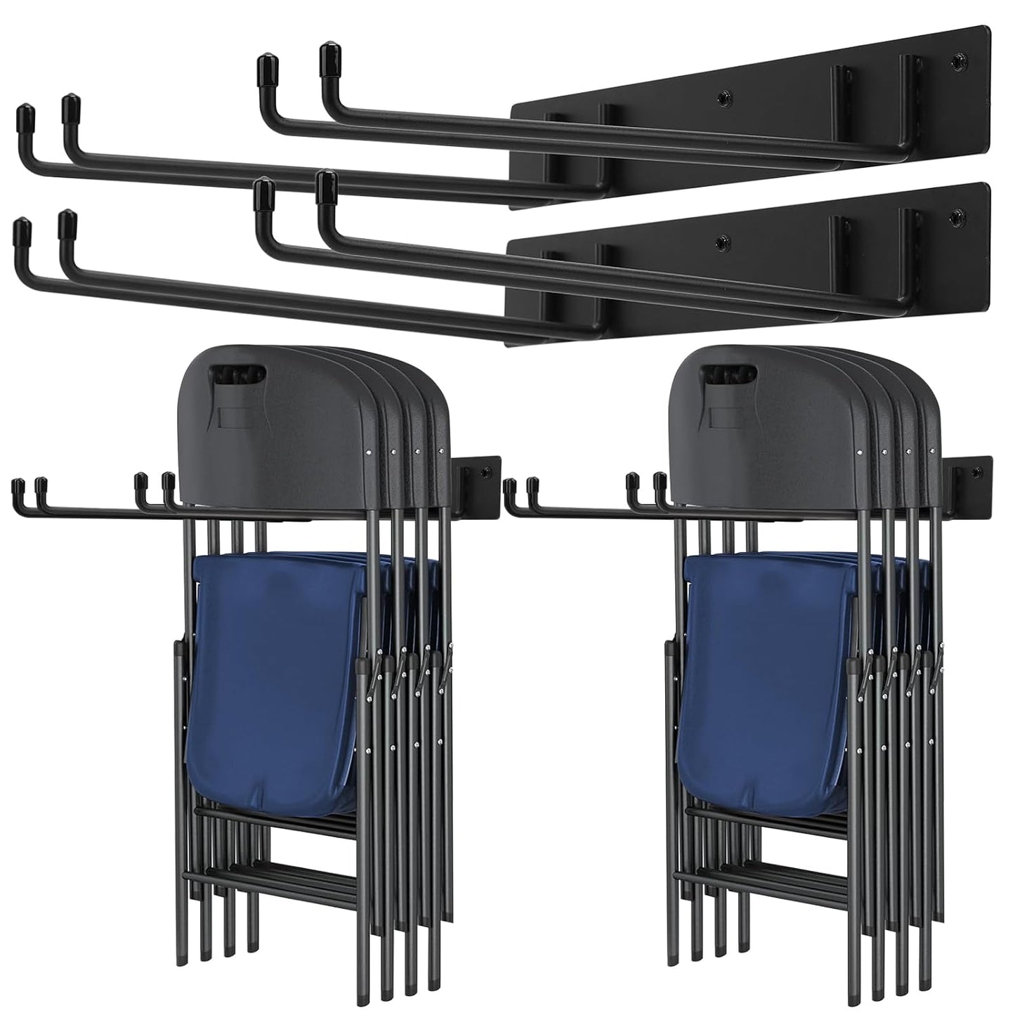 Folding Chair Rack,Metal Folding Chair Storage Rack - 2-Pack,Heavy Duty Design,Garage Organization & Foldable Chair Hanger