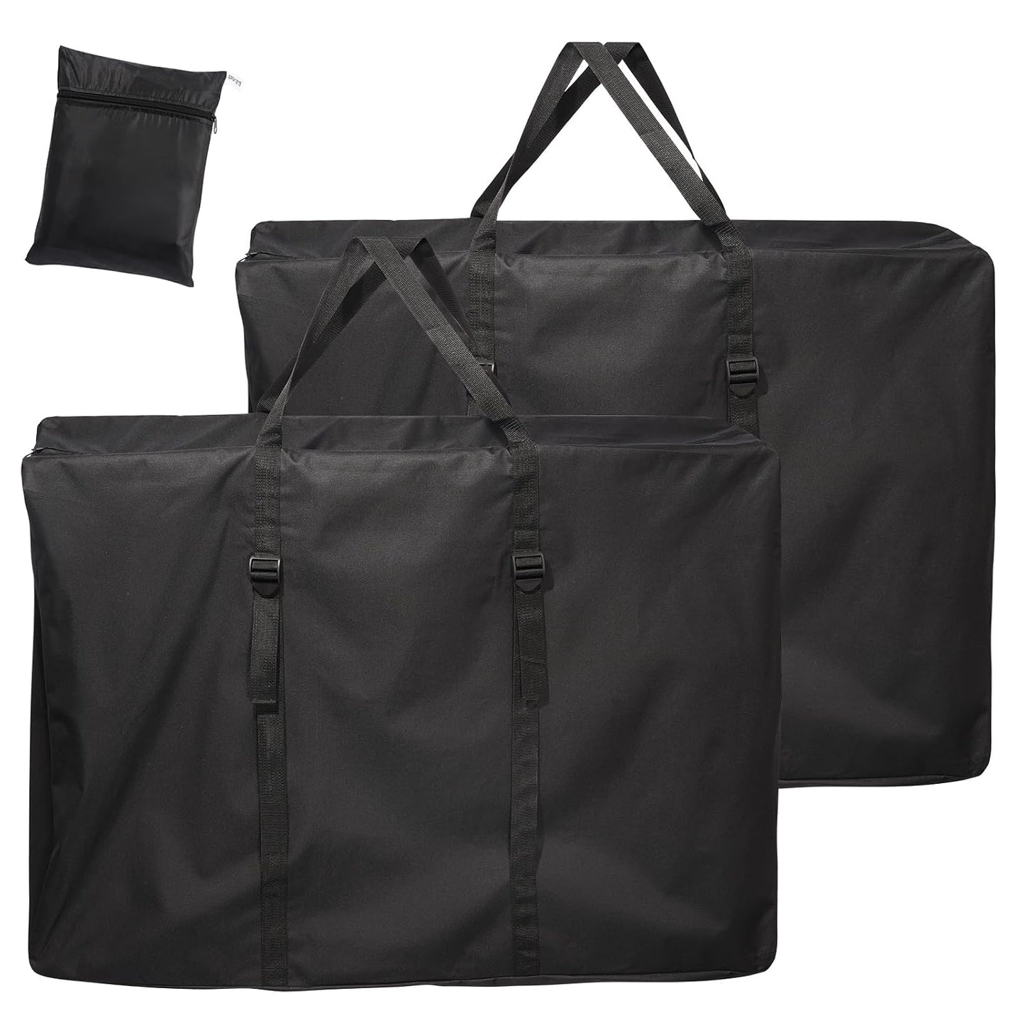 Uranshin Large Outside Zero Gravity Chair Cover with Zippers & Handles | Portable Folding Chair Storage Bag with adjustable straps, 600D Lounge Chair Carrying Bags 43" L x 11" W x 29" H, Black, 2PCS