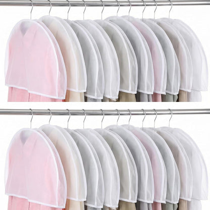 24 Pcs Garment Covers for Hanging Clothes, 24 x 12 x 2 Inches Plastic Shoulder Cover Dust Covers Clothes Protectors Breathable with 2 Inch Gusset for Closet Storage Suit Coats Jackets Dress