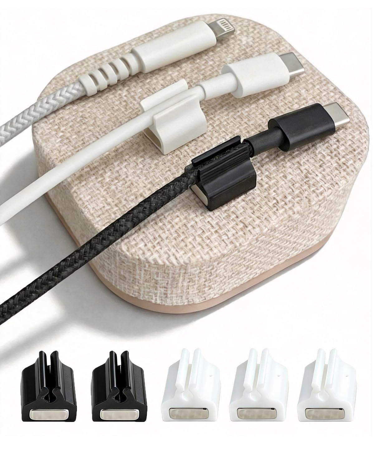 Magnetic Cord Holder, Cable Organizer with 5 Magnetic Clips for Desk & Nightstand Cable Management, Practical Charging Accessory for Home, Office & Gift Giving