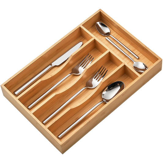Bamboo Kitchen Drawer Organizer, 8.25 Inch Silverw... (Natural | Bamboo)