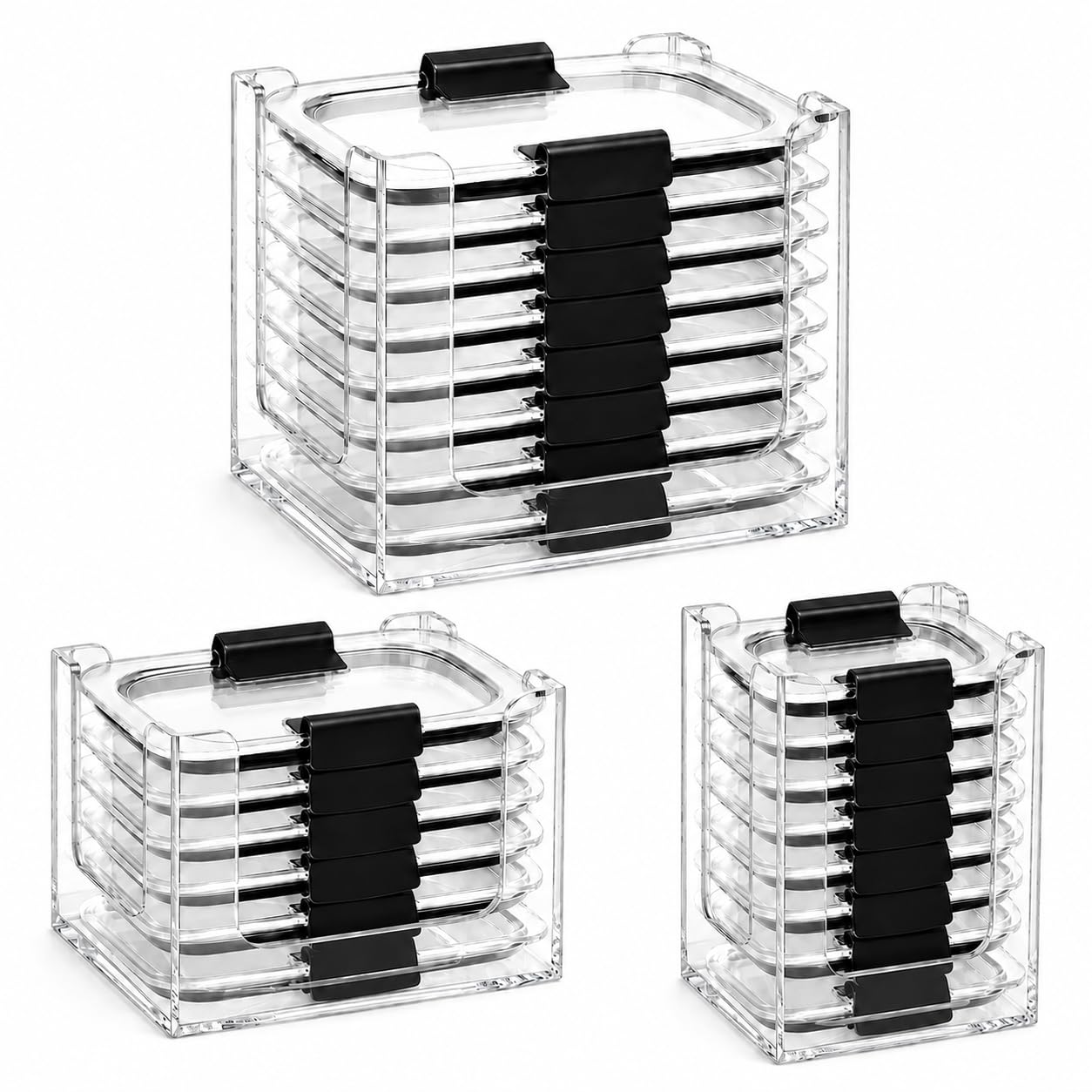 3PCS Food Container Lid Organizer Fit for Rubbermaid Brilliance Nap-on Lids | Clear Acrylic Stackable Lid Holder Rack, Holds 24 Lids, Fits 0.5, 1.3, 3.2 & 4.7 Cup Lids, Stackable Kitchen Storage