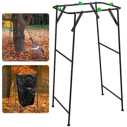 Foldable Trash Bag Holder Stand, Outdoor Leaf Bag Holder for Yard, Lawn | Portable Rustproof Garden Garbage Bag Frame Holder for 30-55 Gallon Bags for Leaves, Camping, Yard Weeding & Lawn Party