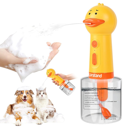 Dog Foaming Soap Dispenser, Automatic Electric Dog Shampoo Foamer Sprayer, Rechargeable Ducky Foaming Dog Shampoo Sprayer for Dog and Cat Bathing, Bathroom, Kitchen, Pet Cleaning
