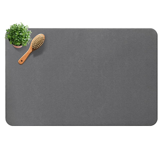 Premium Diatomite Stone Bath Mat, 23.6" x 15.4" Dark Gray | Non-slip, Natural Diatomaceous Earth & Quick Drying for Bathroom Bathtub Floor